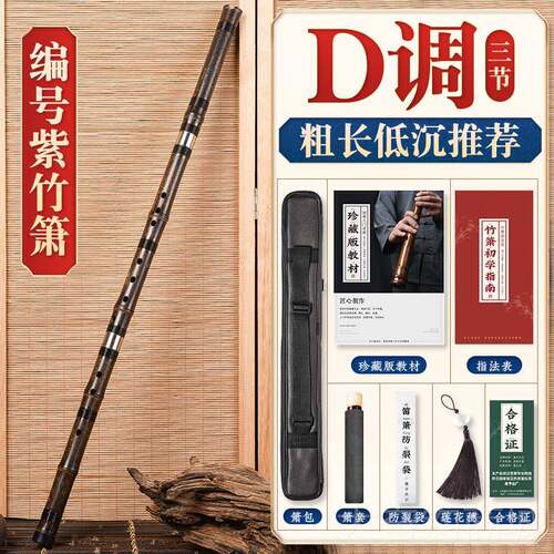 正品湛笛文兵紫竹洞调箫乐器初学者专业竹萧d三节e人乐成器八孔六