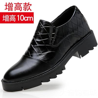 正品增高鞋m男0男士内增高皮鞋8c商春季厚底一脚蹬务真皮婚鞋1男6