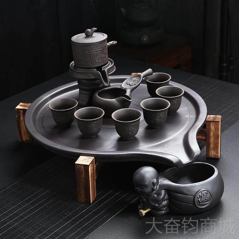 正品宜紫砂家用石磨茶盘套整兴套茶具网红瓷套装懒人泡陶茶自动茶