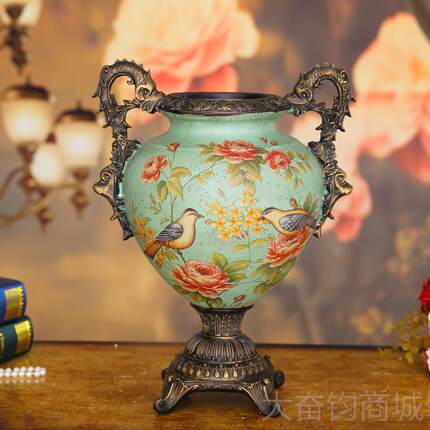 正品式复厅古陶瓷大美花瓶客家插花花器居装饰品餐桌欧式创意落地
