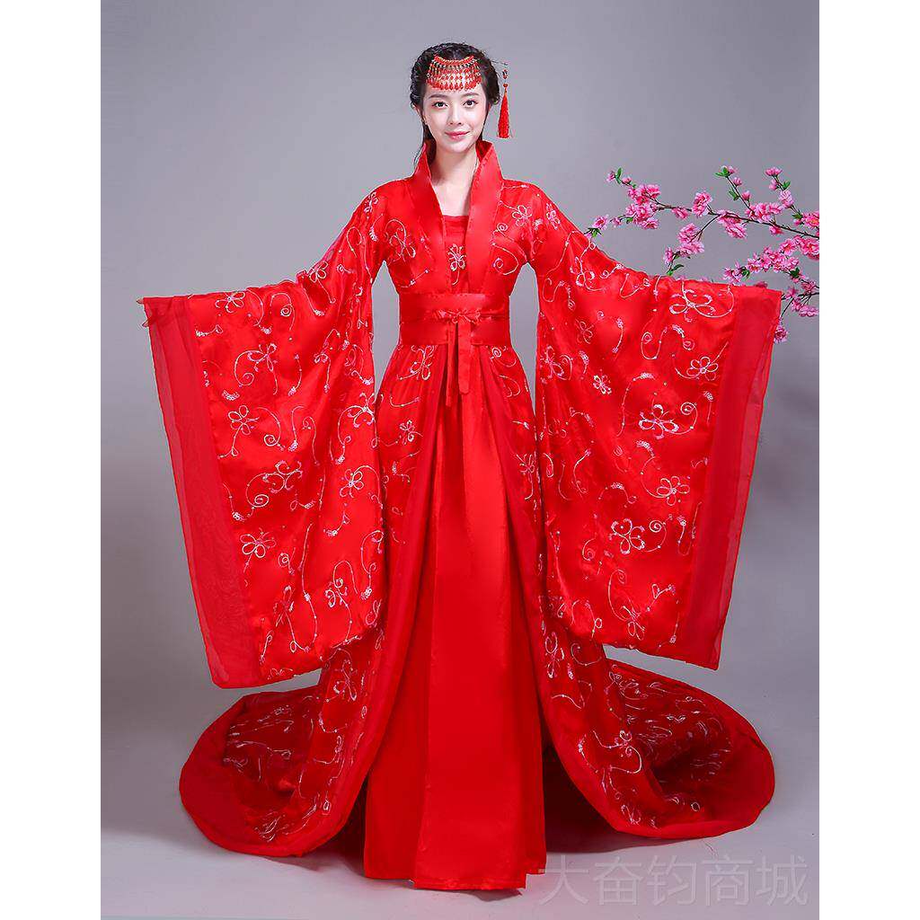正品古装汉服仙女贵女妃唐朝后皇拖式尾演出服装中新娘婚服