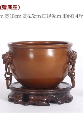 正品紫铜聚宝盆件玄门海铜缸礼故宫狮头缸摆乔迁新居关办公室开业