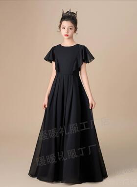 正品顺奏丰发黑色女童服钢琴公演出服主裙小提礼琴演管乐团表演服