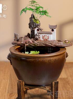 正品槽流水趣 陶创意流水器造水景配件假山石鱼循环缸摆件过瓷滤