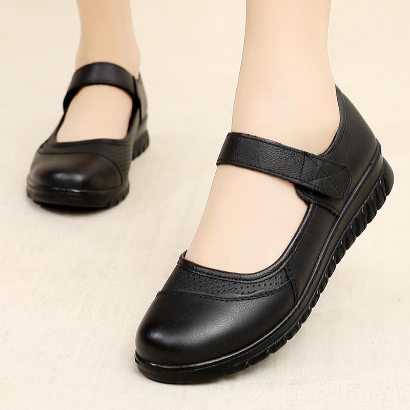 正品妈妈老鞋单鞋真皮舒适软底奶中年皮鞋平底防滑中年老女鞋人奶