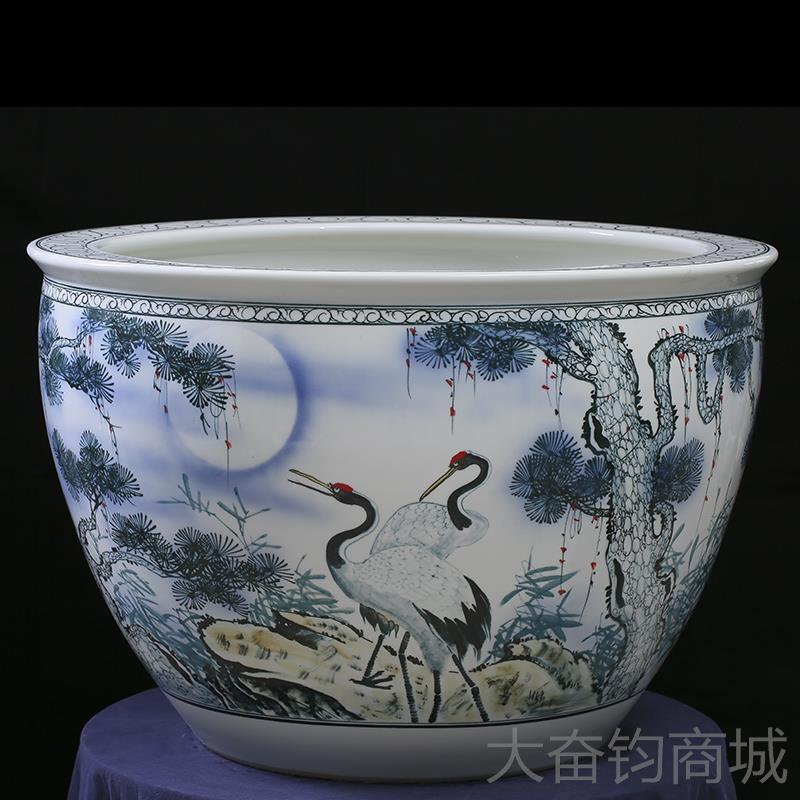 正品景德镇陶瓷鱼缸手工鹤大外号睡号莲荷花养鱼盆大大厅户庭院院