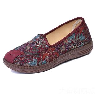 正品春秋轻软中底老人鞋奶奶鞋女老年舒适妈妈便鞋正品防老滑北京