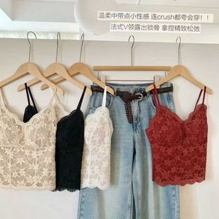 纯欲风性感蕾丝美背吊带秋冬带胸垫聚拢内衣显瘦打底背心内搭外穿