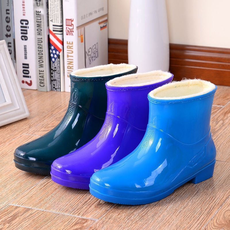 时尚雨鞋女短筒防滑防水鞋加绒保暖雨靴厨房工作四季胶鞋套鞋水靴