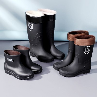 新款棉雨鞋高筒冬季加绒加厚保暖水鞋防滑胶鞋长筒男防寒防水雨靴