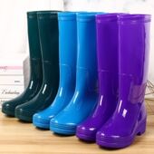 女胶鞋 无里内布速干高筒雨鞋 女水鞋 中筒厨房防水防滑加绒保暖雨靴