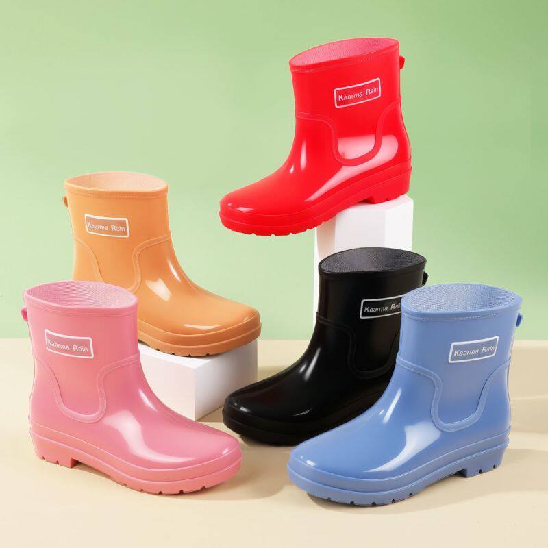 雨靴防滑防水时尚短筒雨鞋中筒水鞋耐磨厨房成人保暖胶鞋女士工作