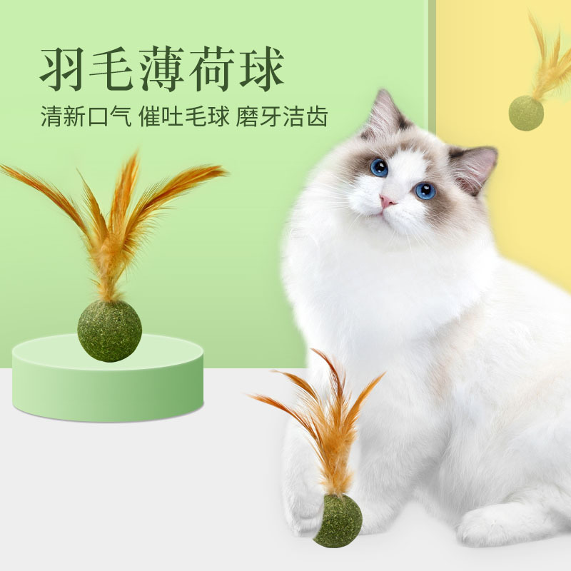 【不玩包退】宠集猫薄荷羽毛球猫咪羽毛玩具球猫咪零食洁齿磨牙去