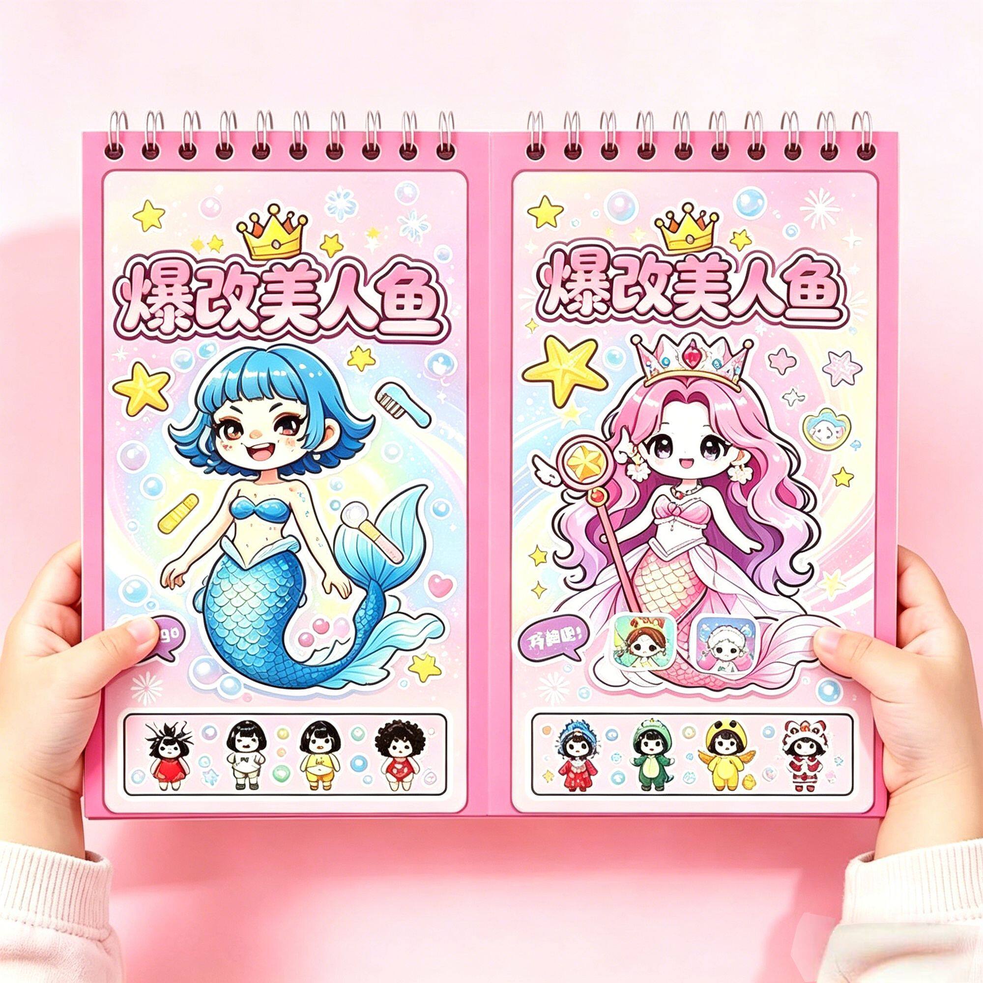 全套爆改美人鱼刮刮画贴