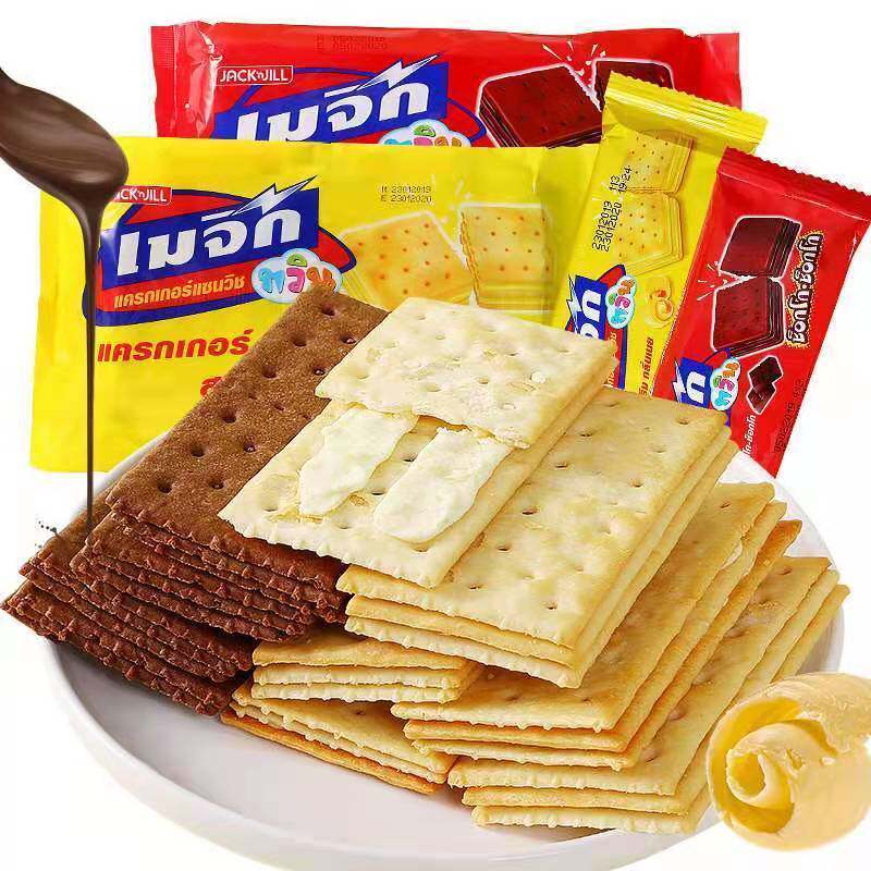 泰国原装进口苏打饼干珍珍巧克力黄油夹心360g独立包装休闲零食