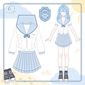jk制服蓝色日系水手服短裙套装 猫裙裙原创正版 学生制服 待征名