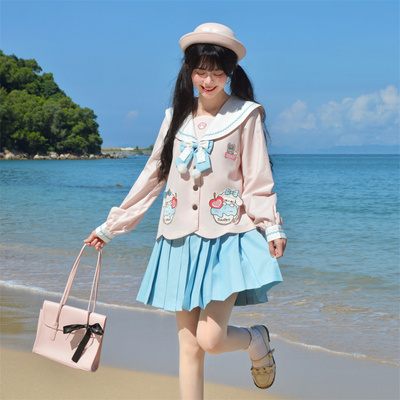 【糯糯布丁】猫裙裙正版jk原创日系甜美幼稚园水手服全套可爱套装