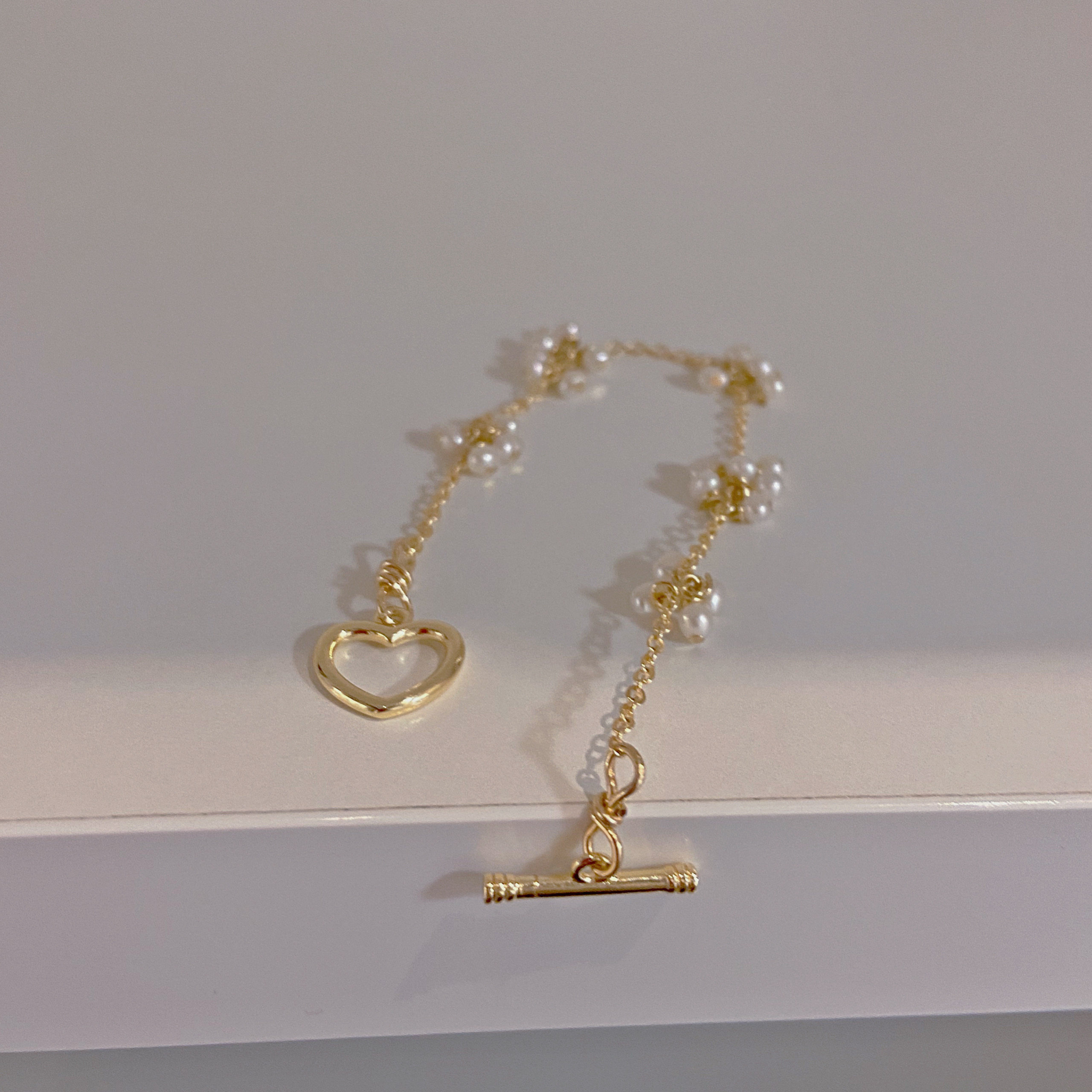 小葡萄串小珍珠进口包金手链 圣诞清新款女式纯手工链条防敏淑女