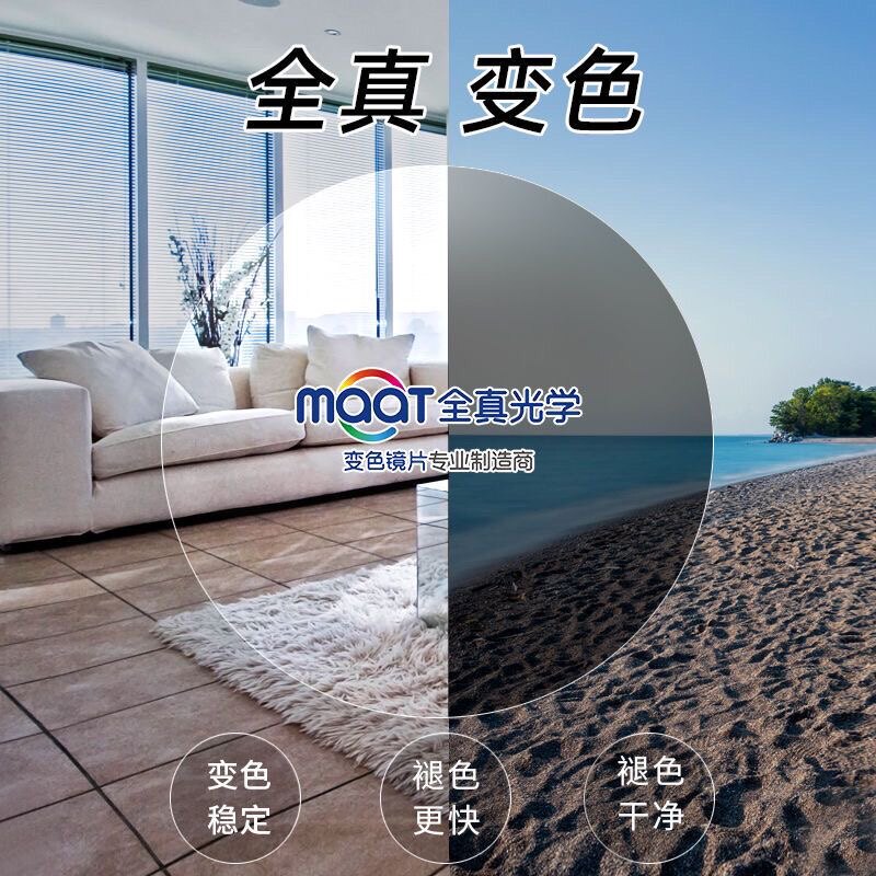 全真光学变色镜片防蓝光膜变眼镜图片