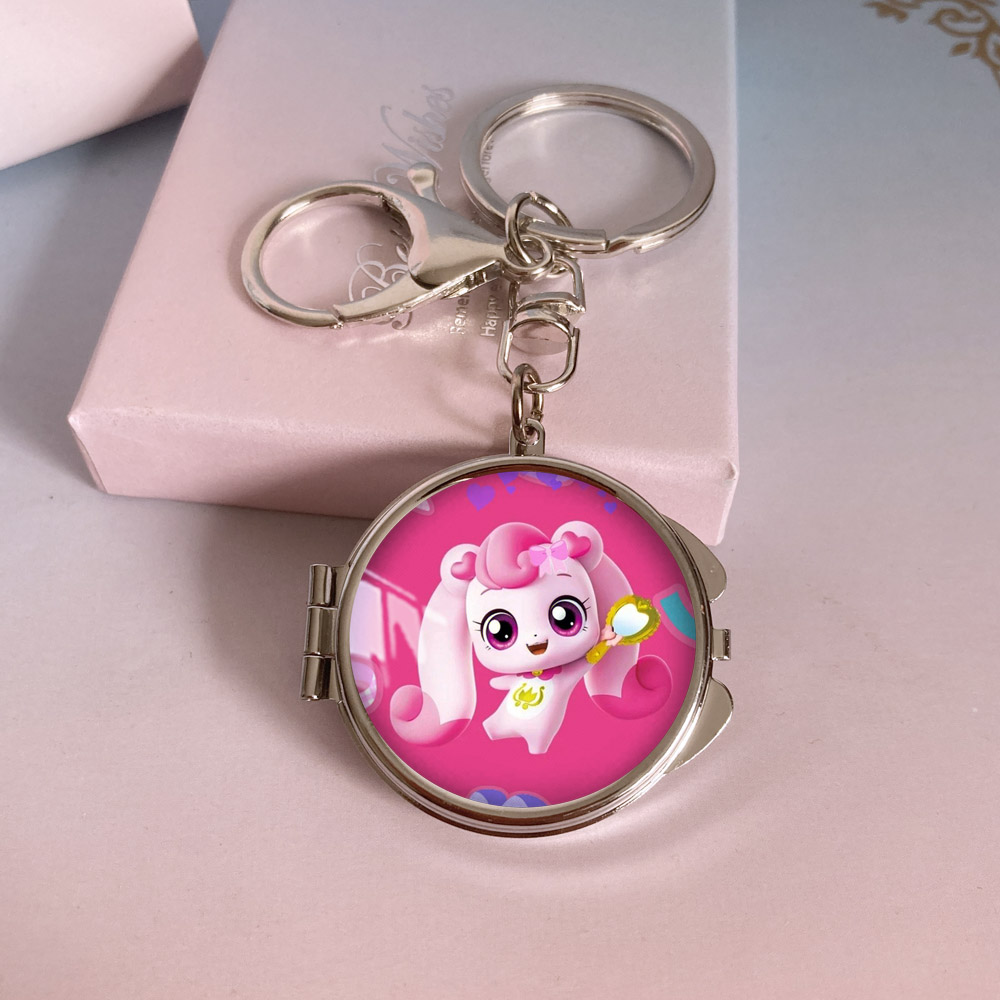 萌可卡通化妆镜钥匙扣少女学生随身小镜子双面折叠迷你可爱梳妆镜