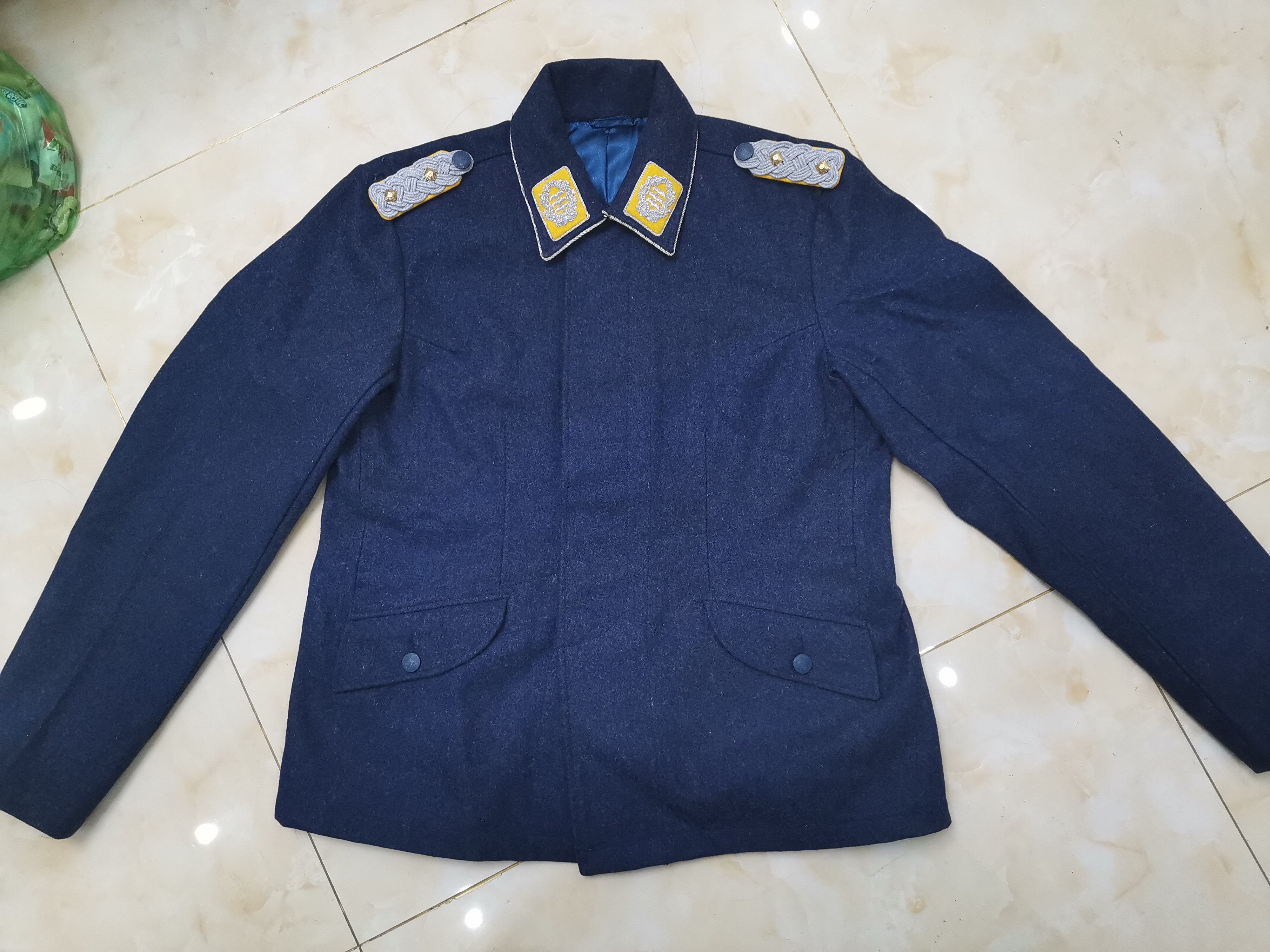 德空中力量蓝色毛呢飞行伞兵上校制服夹克