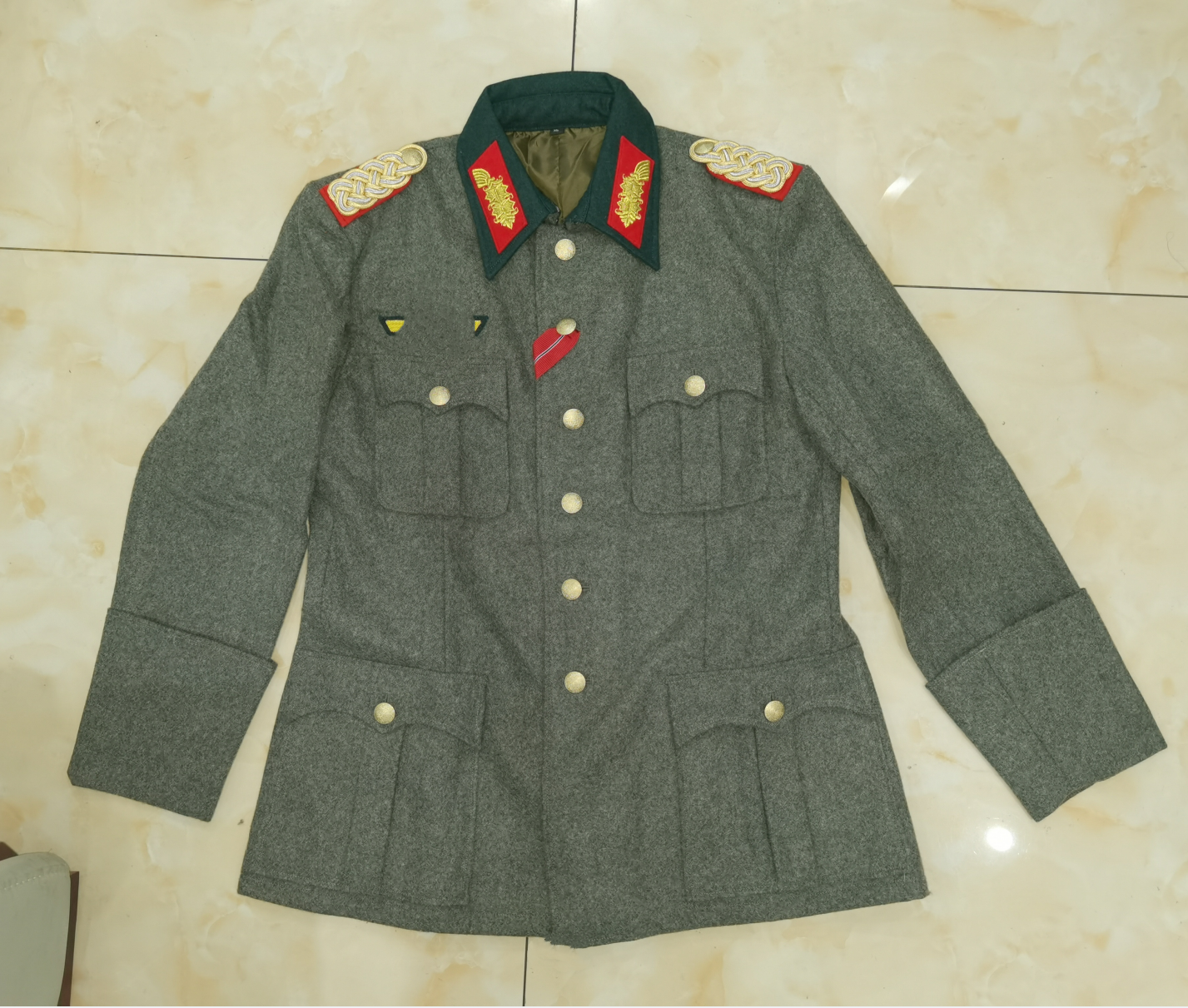 德军将军M36军关原野灰羊毛呢野战服上衣 国防少将M41套餐金色扣