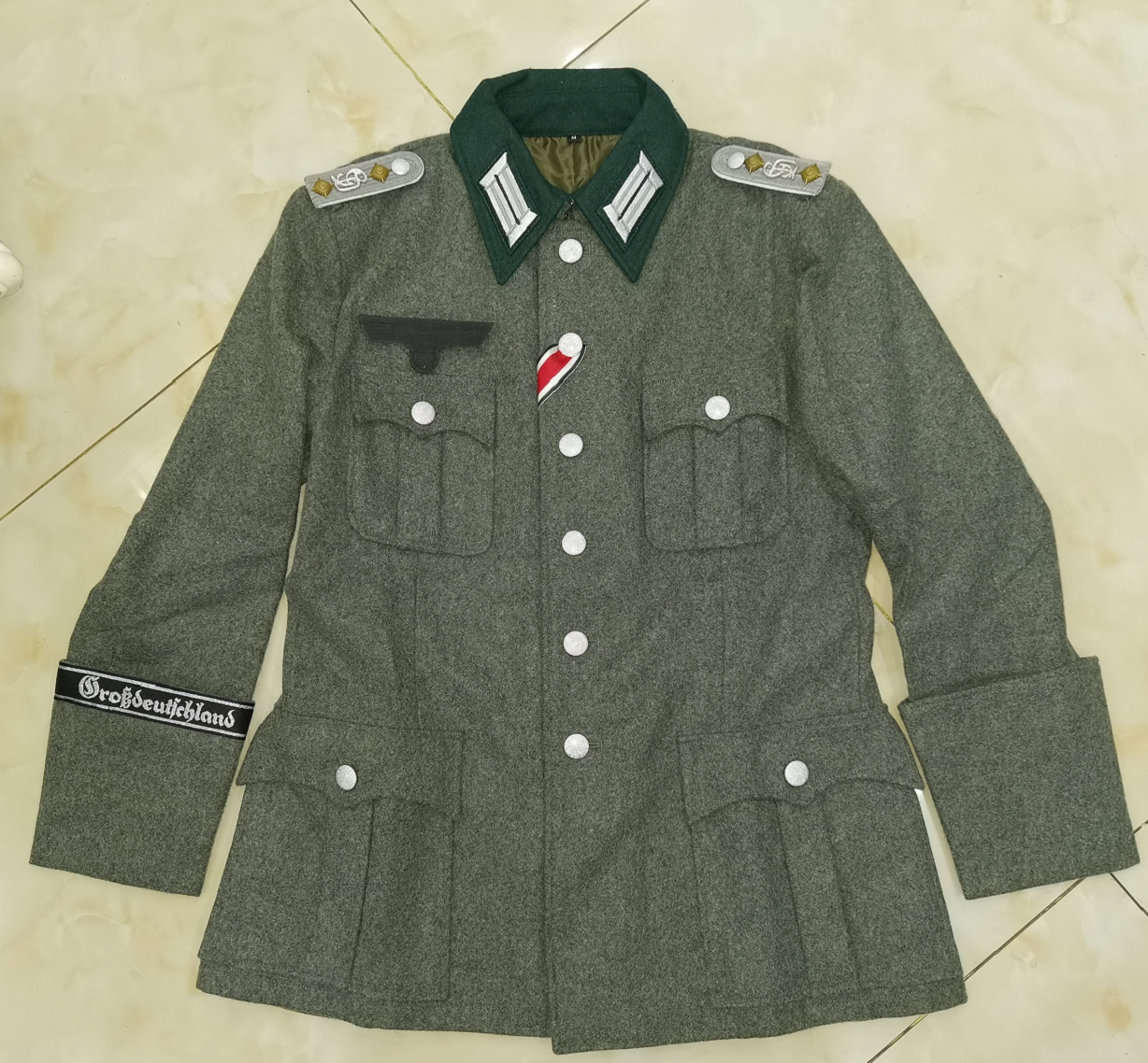 德军gd国防军m36上尉原野灰毛呢野战服套餐 大德意志套装
