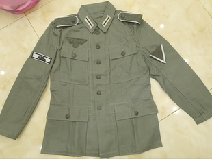 德军国国防军二等兵HBT M43人字纹棉布原野灰野战作战服上衣套装