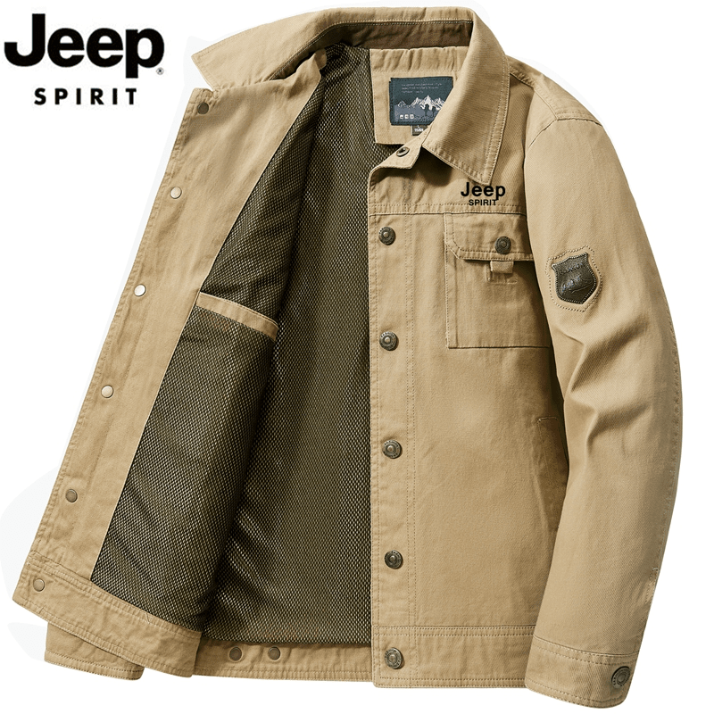 宽松大码工装夹克jeep翻领春秋