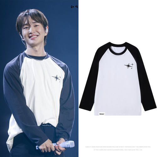 SHINee温流ONEW Hola! FANCON演唱会周边同款衣服插肩纯棉长袖T恤