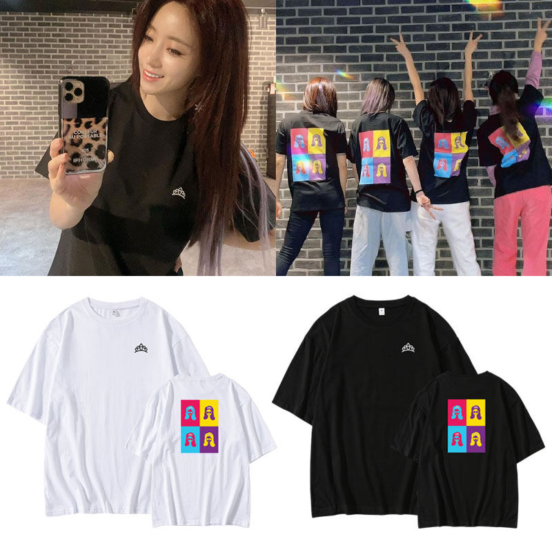 T-ARA 2021 FM演唱会周边衣服印花同款短袖T恤宽松落肩男女体恤