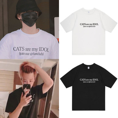 nct dream罗渽民同款衣服宽松ins风落肩中袖纯棉印花夏季短袖T恤