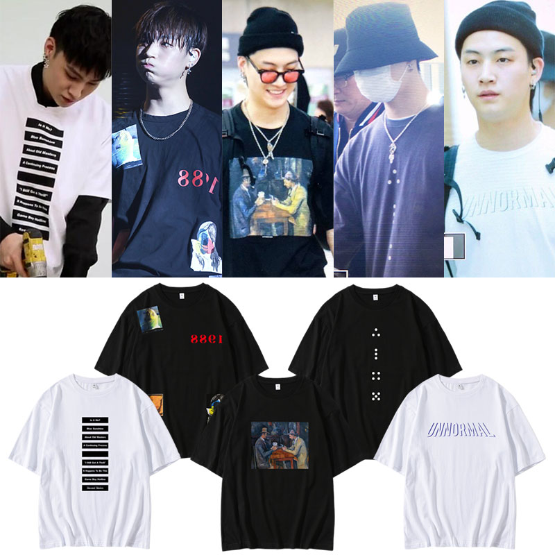 GOT7林在范同款衣服宽松落肩半袖圆领印花短袖T体恤夏季上衣男女