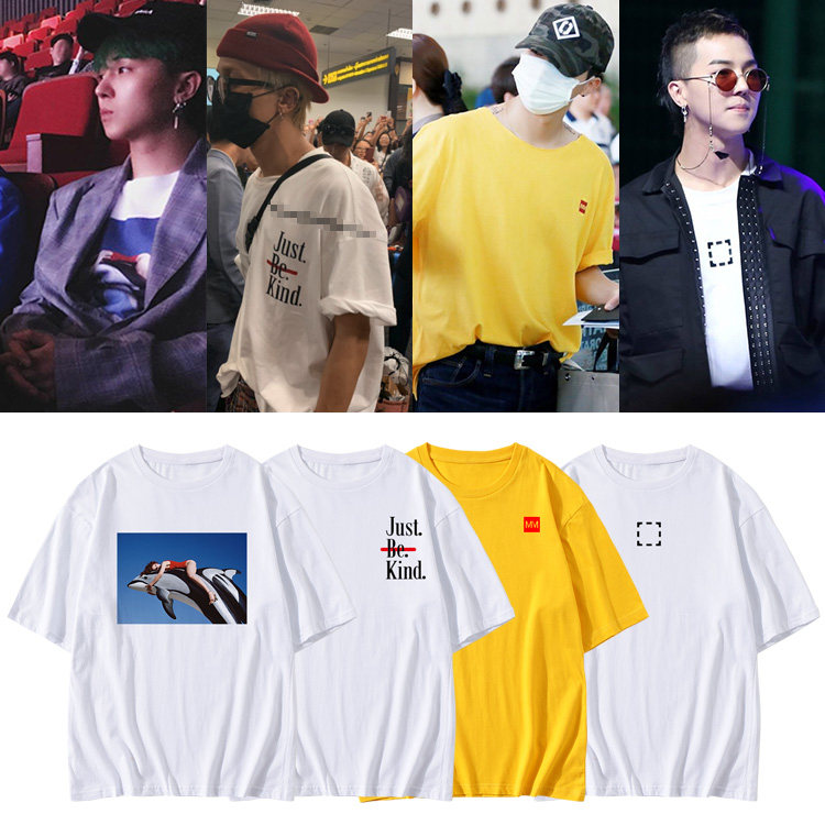 WINNER组合宋旻浩街拍衣服同款短袖T恤宽松印花男女上衣打歌服