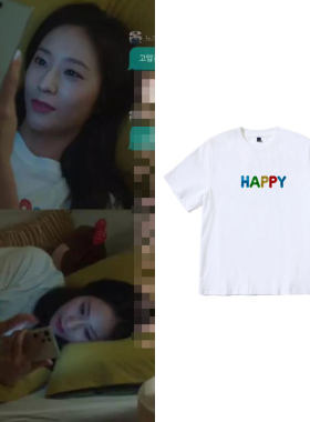 fx郑秀晶crazy love疯狂的爱同款衣服宽松落肩短袖印花T恤夏男女