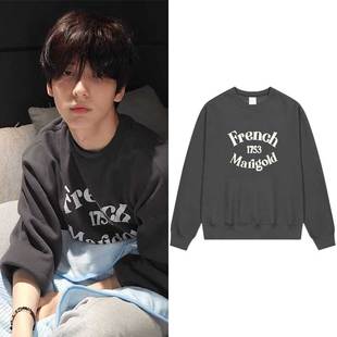 TXT崔秀彬同款卫衣服春秋冬季宽松百搭加绒薄款圆领休闲男女上衣