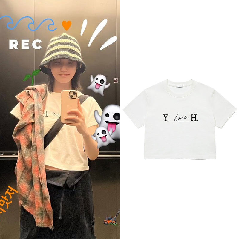 IU李知恩Ins同款短袖T恤宽松露脐装高腰短款女夏季百搭打歌上衣服