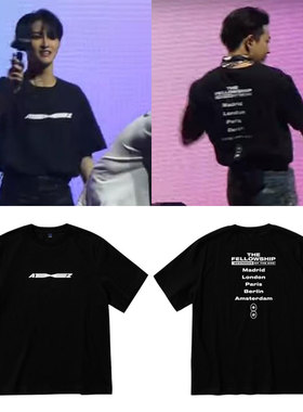 ATEEZ演唱会周边同款打歌衣服宽松印花短袖T恤男女夏季纯棉上衣