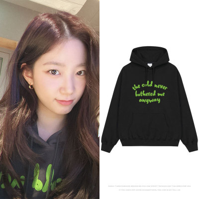 LESSERAFIM中村一叶穿搭同款衣服宽松印花春秋冬装卫衣套头连帽衫