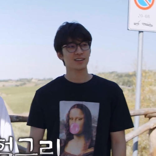 SEVENTEEN全圆佑WONWOO衣服同款短袖T恤宽松纯棉蒙娜丽莎印花男女