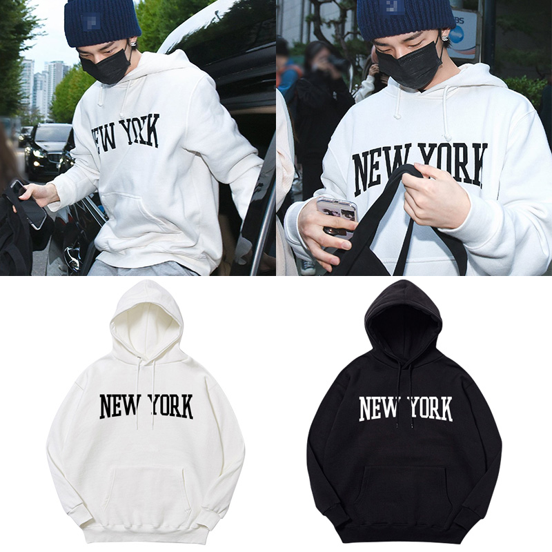 卫衣印花套头加绒连帽衫街拍同款