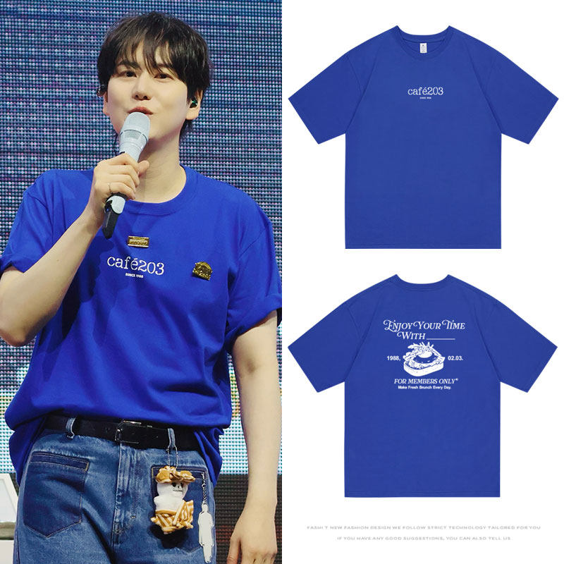 SuperJunior曺圭贤20周年FM演唱会Cafe203周边同款短袖T恤纯棉夏