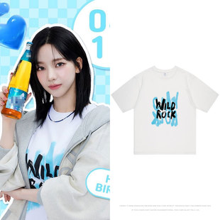aespa柳智敏同款衣服宽松休闲百搭男女装印花纯棉短袖T恤夏打底衫