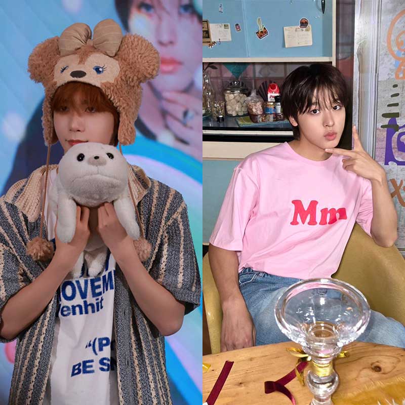 NCT WISH广濑辽前田陆衣服同款短袖T恤纯棉印花内搭配打底衫夏季