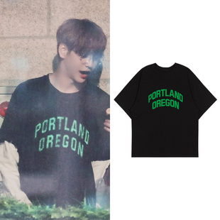 txt崔秀彬衣服同款短袖T恤宽松纯棉字母印花休闲百搭男女夏季上衣