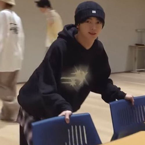 TWS韩振同款卫衣服ins风慵懒风宽松印花薄款加绒套头连帽开衫男女