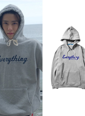 NCT127郑在玹ins街拍同款卫衣套头连帽衫加绒薄印花BF男女秋冬装