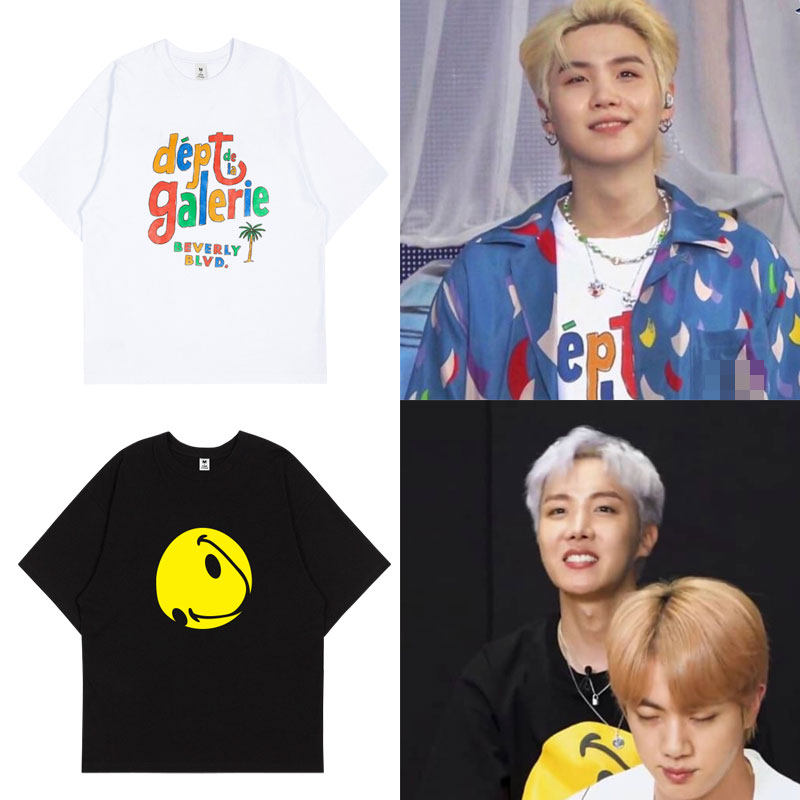 防弹少年团闵玧其郑号锡同款衣服夏季纯棉宽松落肩短袖T恤男女