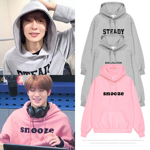 NCT127组合郑在玹同款卫衣字母印花加绒套头连帽衫男女秋冬外套