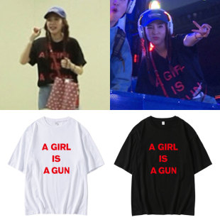 2NE1组合朴山多拉同款衣服宽松落肩印花短袖T恤女夏季打底衫上衣